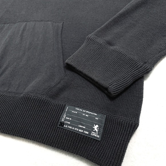 Express Men's Pullover Shawl Button Neck Knit Sweater 100% Cotton Gray Size XL - Picture 5 of 11